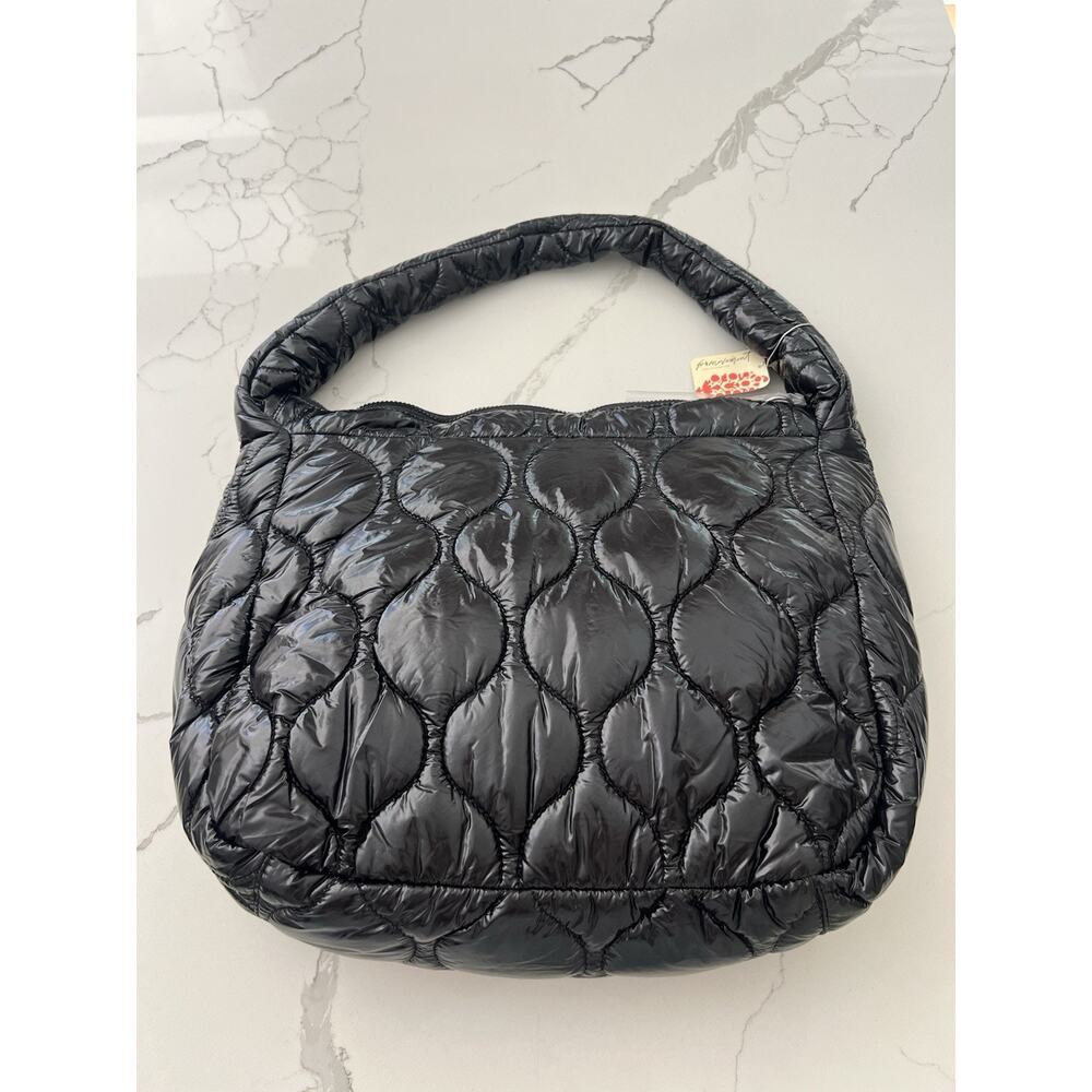 NWT Free People Quilted Carryall Tote Bag surplus Shine Black Patent MSRP $98 - Picture 3 of 3